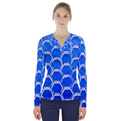 Hexagon Windows V-neck Long Sleeve Top by essentialimage365