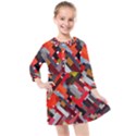 Maze Abstract Texture Rainbow Kids  Quarter Sleeve Shirt Dress View1