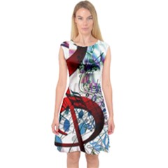 Music Treble Clef Sound Capsleeve Midi Dress by Dutashop