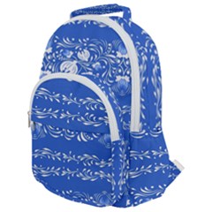 Blue Flowers Rounded Multi Pocket Backpack by Eskimos