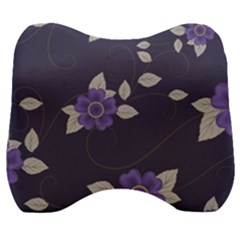 Purple Flowers Velour Head Support Cushion by goljakoff