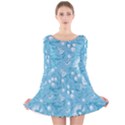 Blue white flowers Long Sleeve Velvet Skater Dress View1