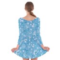 Blue white flowers Long Sleeve Velvet Skater Dress View2