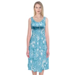 Blue White Flowers Midi Sleeveless Dress by Eskimos