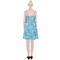 Blue white flowers Spaghetti Strap Velvet Dress View2