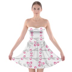 Pink Folk Flowers Strapless Bra Top Dress by Eskimos