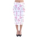 Pink folk flowers Velvet Midi Pencil Skirt View1