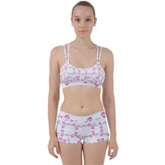 Pink Folk Flowers Perfect Fit Gym Set by Eskimos