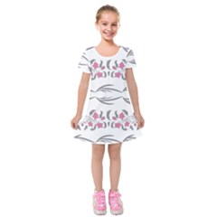 Folk Ornament Kids  Short Sleeve Velvet Dress by Eskimos