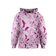 Dark Pink Flowers Kids  Pullover Hoodie by Eskimos