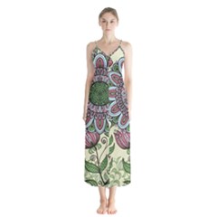 Mandala Flower Button Up Chiffon Maxi Dress by goljakoff