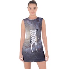 Spiral Galaxy Lace Up Front Bodycon Dress by ExtraAwesomeSauce