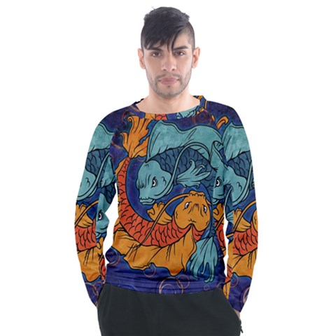 Koi Fish Men s Long Sleeve Raglan Tee by ExtraAwesomeSauce