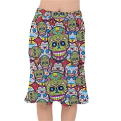 Sugar Skulls Short Mermaid Skirt by ExtraAwesomeSauce