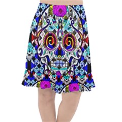 Sugar Skull Pattern 2 Fishtail Chiffon Skirt by ExtraAwesomeSauce