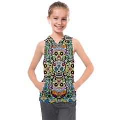 Sugar Skulls Pattern Kids  Sleeveless Hoodie by ExtraAwesomeSauce