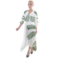 Banana Leaf Quarter Sleeve Wrap Front Maxi Dress by goljakoff