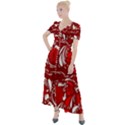 Red ethnic flowers Button Up Short Sleeve Maxi Dress View1