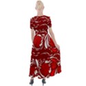 Red ethnic flowers Button Up Short Sleeve Maxi Dress View2