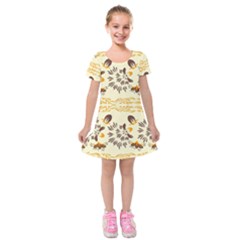 Decorative Flowers Kids  Short Sleeve Velvet Dress by Eskimos