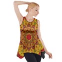 Mandela Flower Orange And Red Side Drop Tank Tunic View1