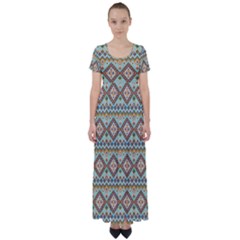 Native American Pattern High Waist Short Sleeve Maxi Dress by ExtraGoodSauce