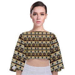 Native American Pattern Tie Back Butterfly Sleeve Chiffon Top by ExtraAwesomeSauce