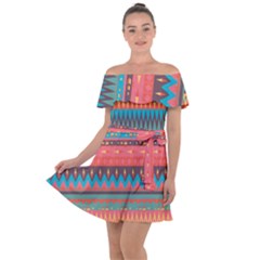 Native American Pattern Off Shoulder Velour Dress by ExtraAwesomeSauce