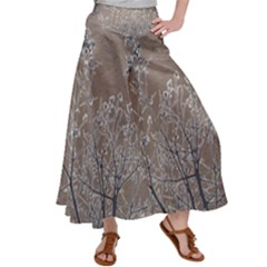 Linear Textured Botanical Motif Design Satin Palazzo Pants by dflcprintsclothing