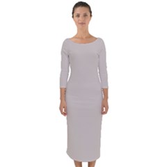 Abalone Grey Quarter Sleeve Midi Bodycon Dress by FashionBoulevard