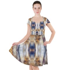 Retro Hippie Vibe Trippy Psychedelic Cap Sleeve Midi Dress by CrypticFragmentsDesign