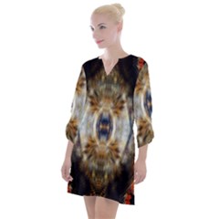 Retro Hippie Vibe Trippy Psychedelic Open Neck Shift Dress by CrypticFragmentsDesign