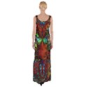 Boho Hippie Trippy Floral Pattern Thigh Split Maxi Dress View2