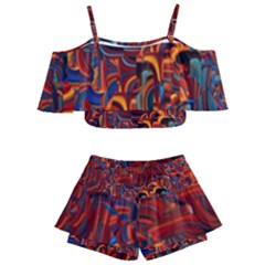 Phoenix In The Rain Abstract Pattern Kids  Off Shoulder Skirt Bikini by CrypticFragmentsDesign