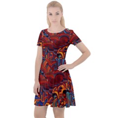 Phoenix In The Rain Abstract Pattern Cap Sleeve Velour Dress  by CrypticFragmentsDesign