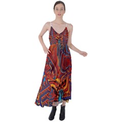 Phoenix Rising Colorful Abstract Art Tie Back Maxi Dress by CrypticFragmentsDesign