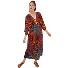 Phoenix Rising Colorful Abstract Art Grecian Style  Maxi Dress by CrypticFragmentsDesign