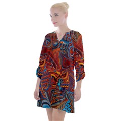 Phoenix Rising Colorful Abstract Art Open Neck Shift Dress by CrypticFragmentsDesign