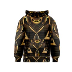 Black And Gold Abstract Line Art Pattern Kids  Pullover Hoodie by CrypticFragmentsDesign