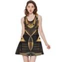 Black and Gold Abstract Line Art Pattern Inside Out Reversible Sleeveless Dress View1