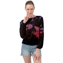 Sunset Landscape High Contrast Photo Banded Bottom Chiffon Top by dflcprintsclothing