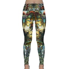 Multicolor Floral Art Copper Patina  Lightweight Velour Classic Yoga Leggings by CrypticFragmentsDesign