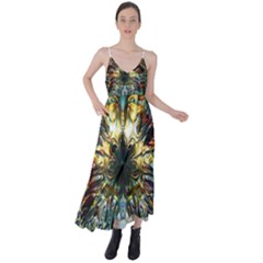 Multicolor Floral Art Copper Patina  Tie Back Maxi Dress by CrypticFragmentsDesign