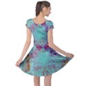 Retro Hippie Abstract Floral Blue Violet Cap Sleeve Dress View2