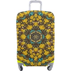 Mandala Faux Artificial Leather Among Spring Flowers Luggage Cover (large) by pepitasart