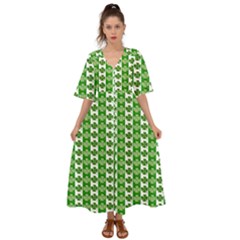 Clover Leaf Shamrock St Patricks Day Kimono Sleeve Boho Dress by Dutashop