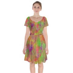 Easter Egg Colorful Texture Short Sleeve Bardot Dress by Dutashop