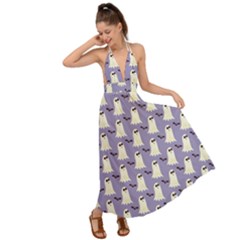 Halloween Ghost Bat Backless Maxi Beach Dress by Dutashop