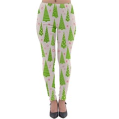 Christmas Green Tree Lightweight Velour Leggings by Dutashop