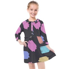 Many Colors Pattern Seamless Kids  Quarter Sleeve Shirt Dress by Dutashop